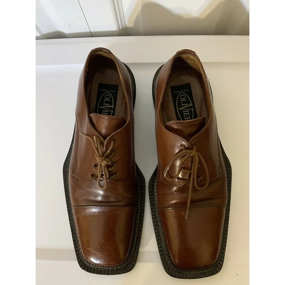 Olivier Men’s Sz‎ 9 1/2 D Brown Cap Shoe Very Fine Leather Made In Italy
